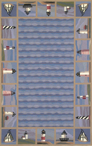 KAS Colonial 1802 Blue Lighthouse Waves Area Rug Main Image