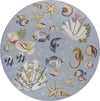 KAS Colonial 1805 LtBlue Ocean Life Area Rug Round Image