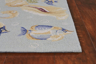 KAS Colonial 1805 LtBlue Ocean Life Area Rug Corner Image