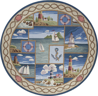 KAS Colonial 1806 Blue Coastal Views Area Rug Round Image