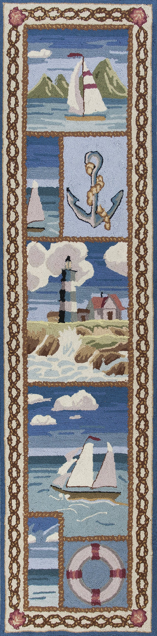 KAS Colonial 1806 Blue Coastal Views Area Rug Runner Image