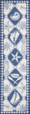 KAS Colonial 1807 Blue/Ivory Nautical Panel Area Rug Corner Image