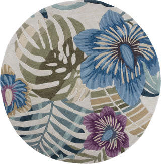 KAS Coral 4155 Sand Palm Area Rug Round Image