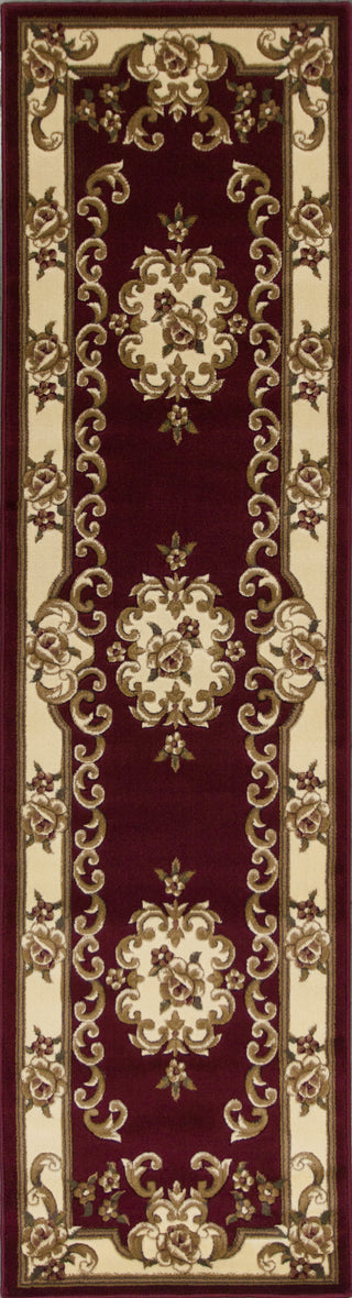 KAS Corinthian 5308 Red/Ivory Aubusson Area Rug Corner Image