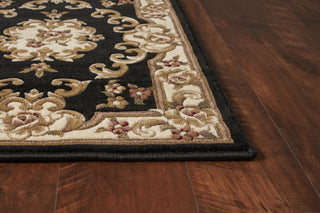 KAS Corinthian 5310 Black/Ivory Aubusson Area Rug Corner Image Feature