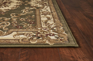KAS Corinthian 5312 Green/Ivory Aubusson Area Rug Corner Image Feature