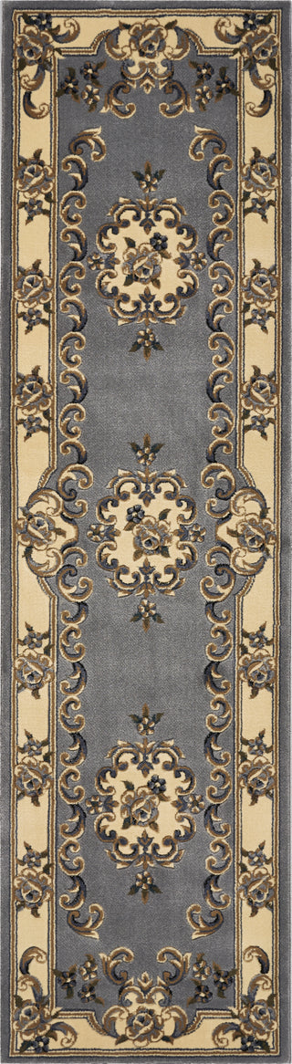 KAS Corinthian 5314 Slate Blue Aubusson Area Rug Corner Image