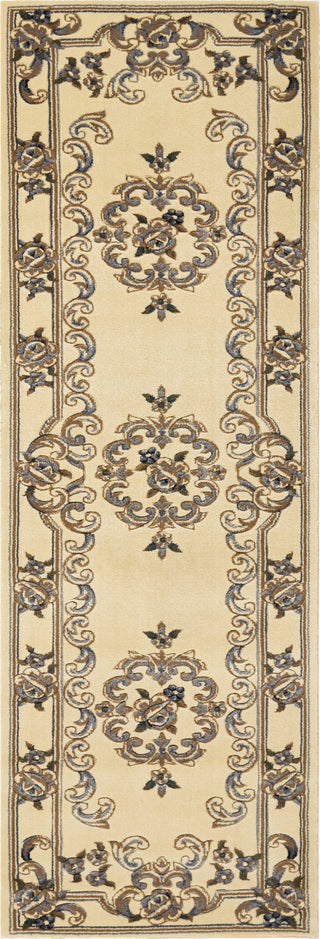 KAS Corinthian 5315 Ivory/Blue Aubusson Area Rug Corner Image
