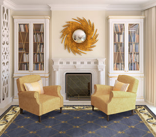 KAS Corinthian 5320 Blue Fleur-De-Lis Area Rug Runner Image Feature