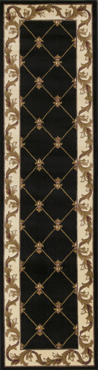 KAS Corinthian 5321 Black Fleur-De-Lis Area Rug Runner Image