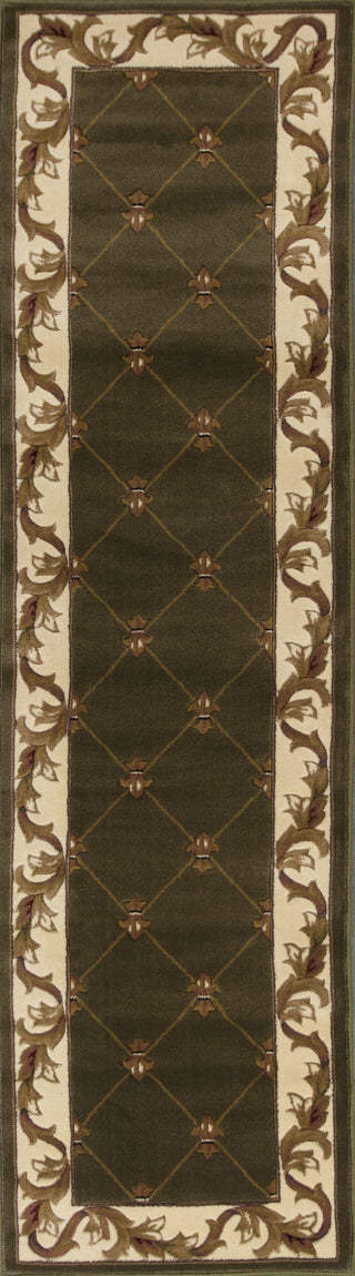 KAS Corinthian 5323 Green Fleur-De-Lis Area Rug Corner Image