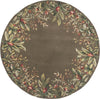 KAS Emerald 9000 Taupe Tropical Border Area Rug Round Image