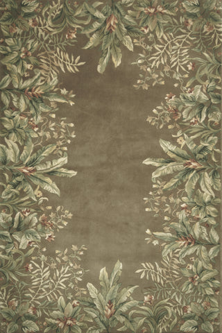 KAS Emerald 9000 Taupe Tropical Border Area Rug Main Image