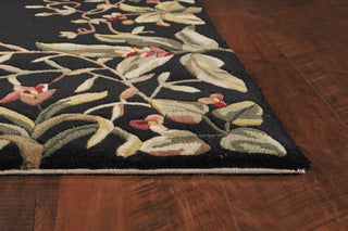 KAS Emerald 9001 Black Tropical Border Area Rug Lifestyle Image Feature