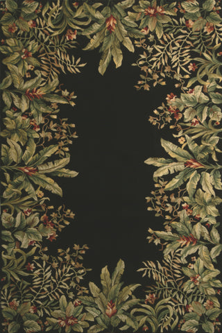 KAS Emerald 9001 Black Tropical Border Area Rug Main Image