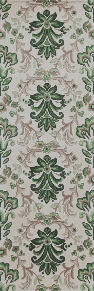 KAS Emerald 9038 Ivory/Green Damask Area Rug 