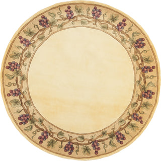 KAS Emerald 9058 Ivory Grapes Border Area Rug Round Image