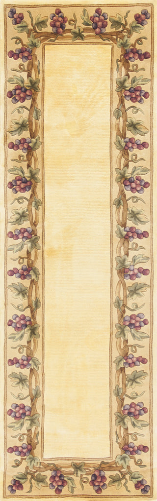 KAS Emerald 9058 Ivory Grapes Border Area Rug Runner Image