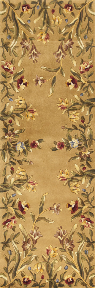 KAS Emerald 9080 Gold Tulip Garden Area Rug Runner Image