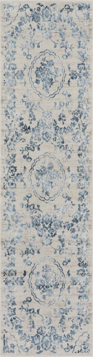 KAS Empire 7062 Ivory/Blue Flora Area Rug Corner Image