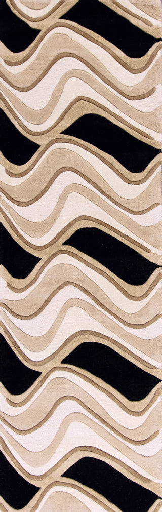 KAS Eternity 1071 Black/Beige Waves Area Rug Runner Image