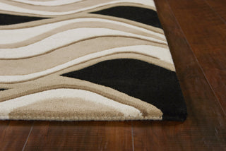 KAS Eternity 1071 Black/Beige Waves Area Rug Corner Image