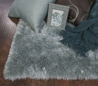 KAS Fina 0553 Silver Sage Silky Shag Area Rug Corner Image