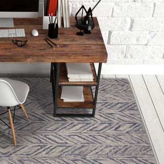 KAS Gramercy 1611 Blue Hither Herringbone Area Rug Lifestyle Image