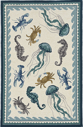 KAS Harbor 4204 Ivory/Teal Beach Life Area Rug