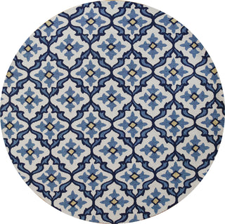 KAS Harbor 4210 Ivory/Blue Mosaic Area Rug Round Image