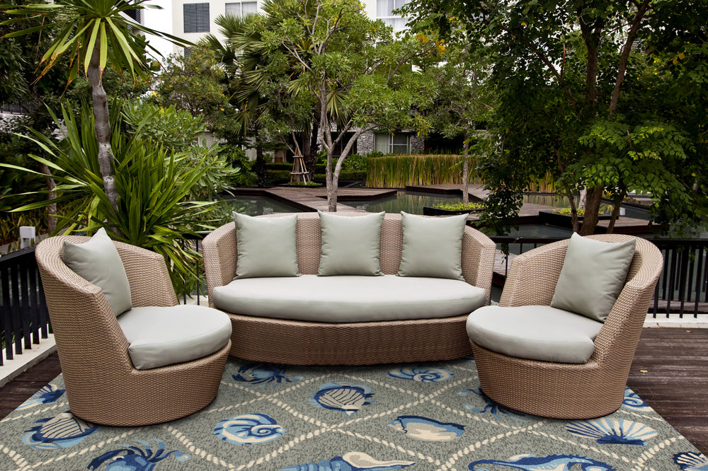 KAS Harbor 4219 Grey Seaside Area Rug Lifestyle Image Feature