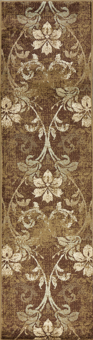 KAS Heritage 9350 Olive Damask Area Rug Runner Image