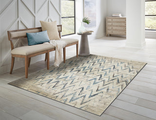 KAS Heritage 9364 Ivory/Blue Chevron Area Rug Lifestyle Image Feature
