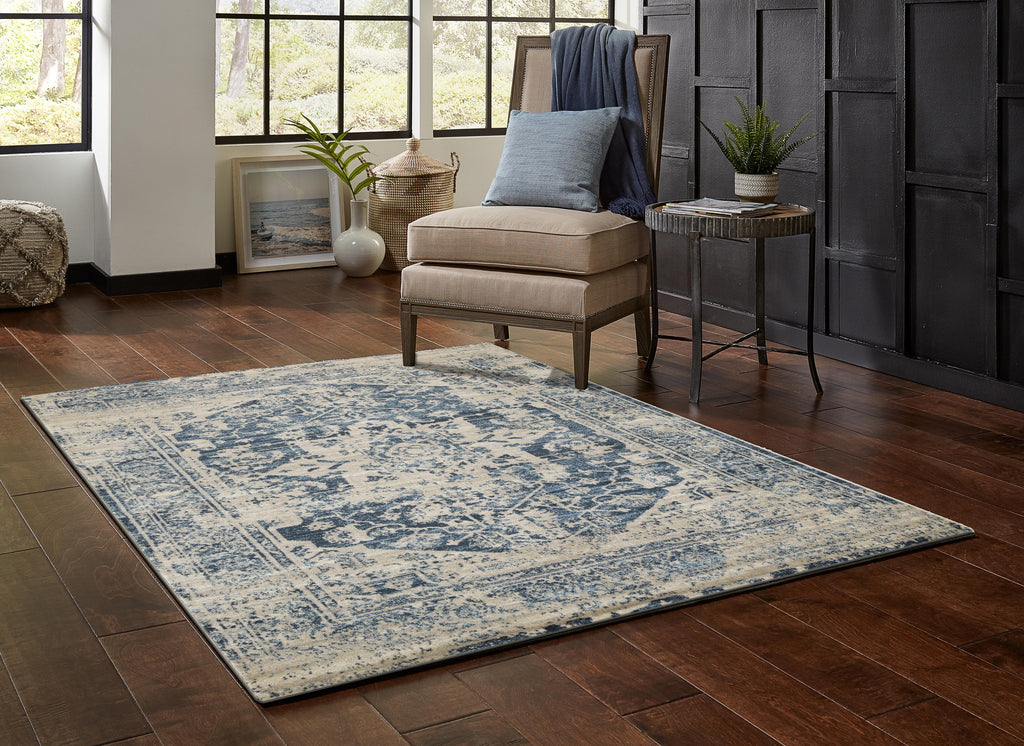 KAS Heritage 9368 Ivory/Blue Traditions Area Rug Lifestyle Image Feature