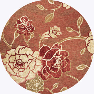 KAS Horizon 5708 Brick Red Flora Area Rug Round Image