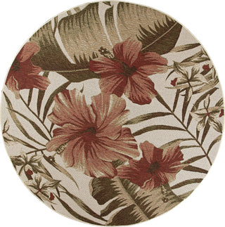 KAS Horizon 5710 Ivory Hibiscus Area Rug Round Image