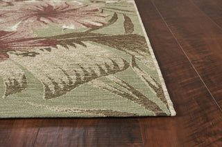 KAS Horizon 5714 Sage Green Hibiscus Area Rug Corner Image