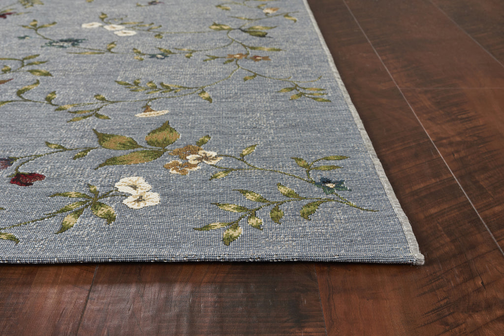 KAS Horizon 5716 Blue Floral Area Rug Runner Image Feature