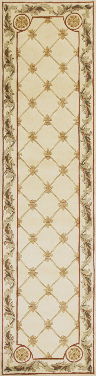 KAS Jewel 0310 Antique Ivory Fleur-De-Lis Area Rug Round Image