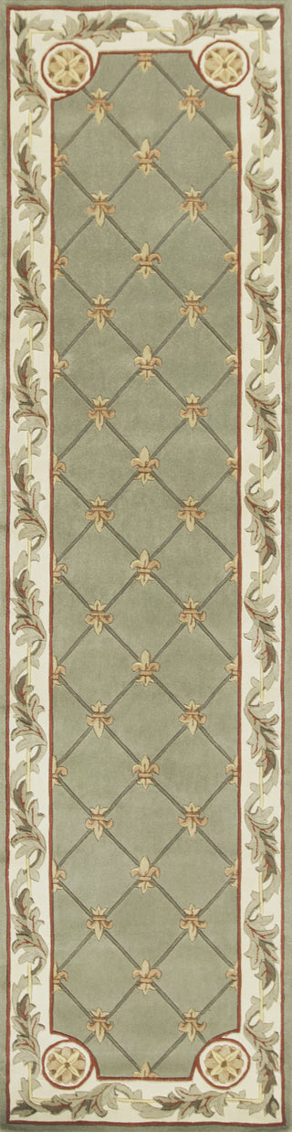 KAS Jewel 0313 Sage Fleur-De-Lis Area Rug Round Image