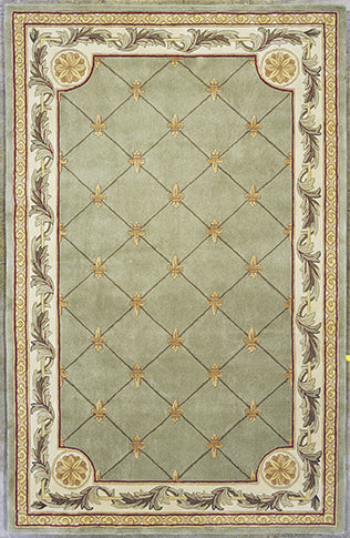 KAS Jewel 0313 Sage Fleur-De-Lis Area Rug Main Image