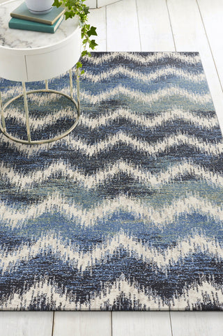 KAS Laguna 7631 Shades of Blue Chevron Area Rug Runner Image Feature