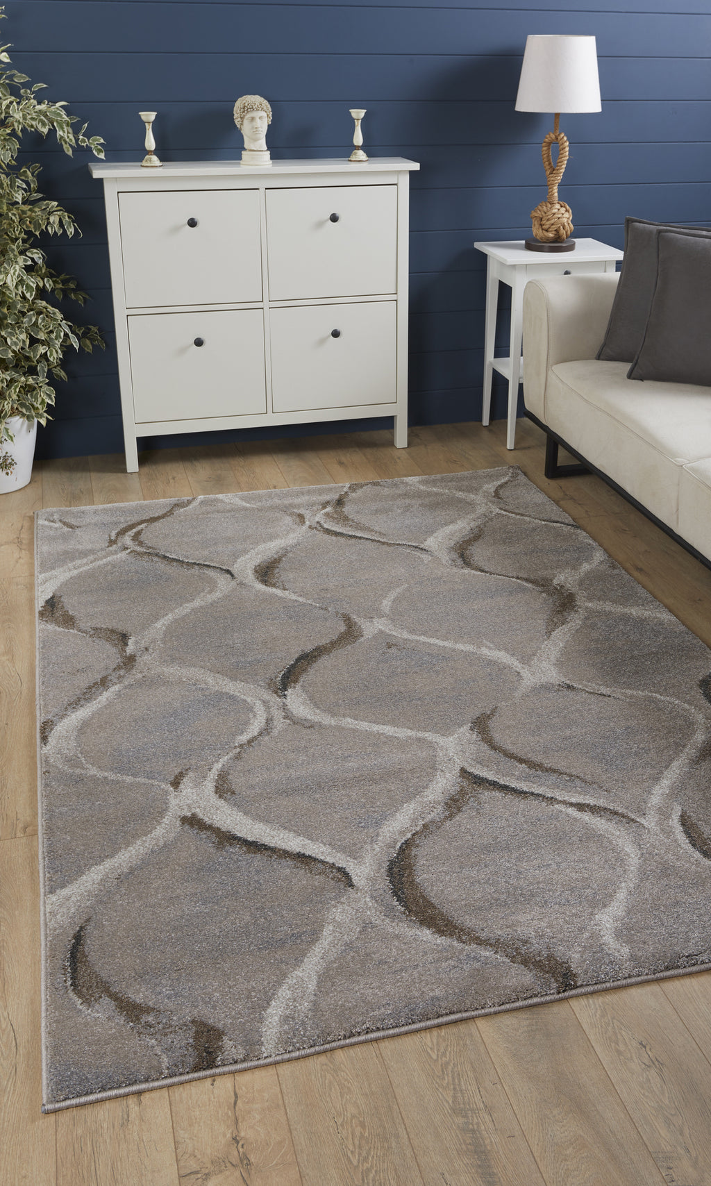 KAS Landscapes 5905 Slate Groove Area Rug Lifestyle Image Feature