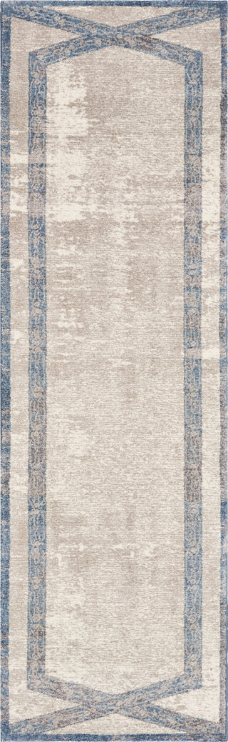 KAS Libby Langdon Winston 5816 Tan/Teal Target Overlay Area Rug Corner Image