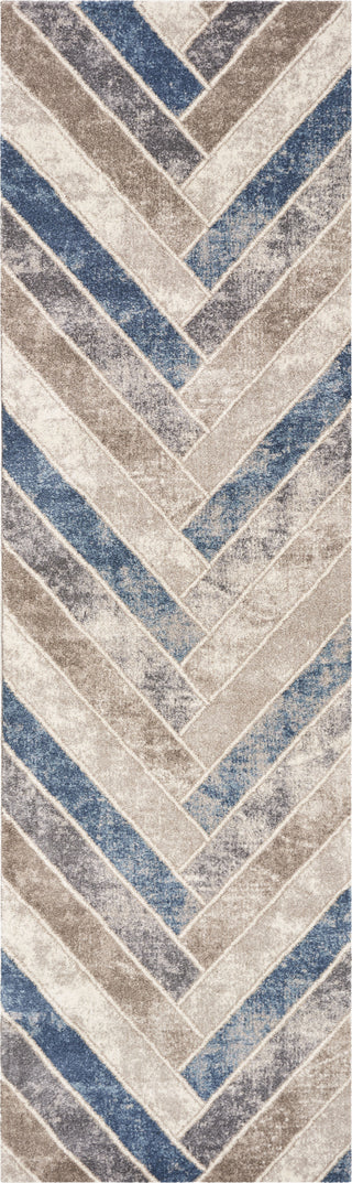 KAS Libby Langdon Winston 5820 Tan/Teal Herringbone Area Rug Corner Image