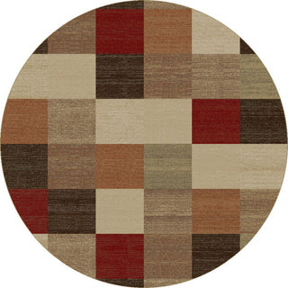 KAS Lifestyles 5426 Beige Squares Area Rug Round Image