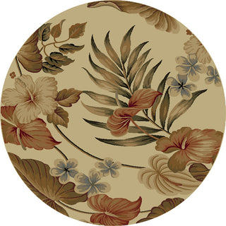 KAS Lifestyles 5459 Ivory Tropical Area Rug Round Image