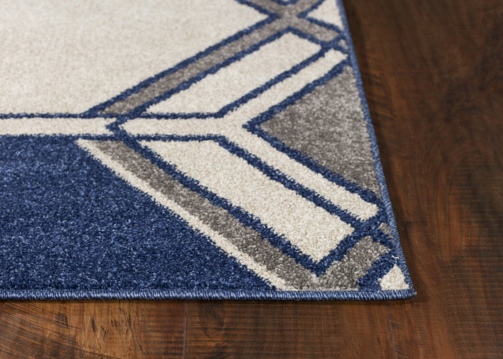 KAS Lucia 2768 Ivory/Denim Grant Area Rug Round Image Feature