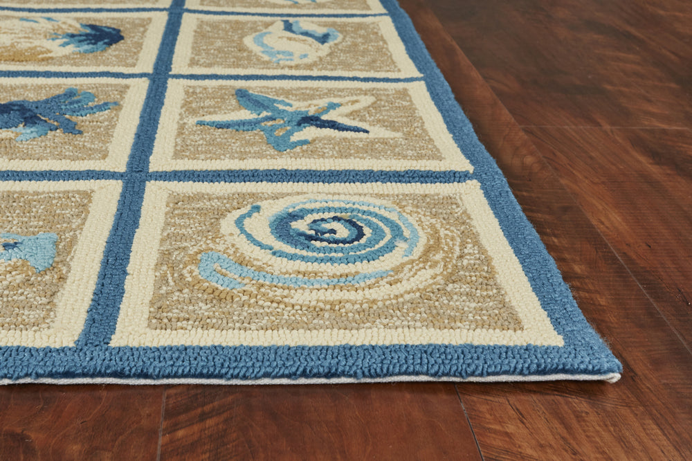 KAS Meridian 2528 Beige/Blue Oceana Area Rug Runner Image Feature