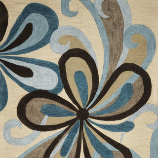 KAS Milan 2120 Sand/Teal Groove Area Rug Runner Image